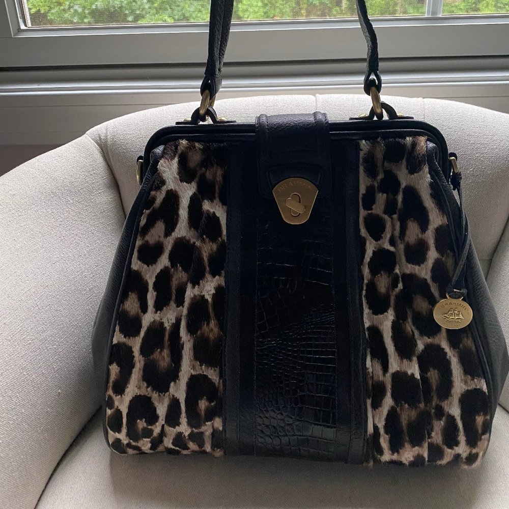 Very rare and roomy Leopard calf hair Brahmin